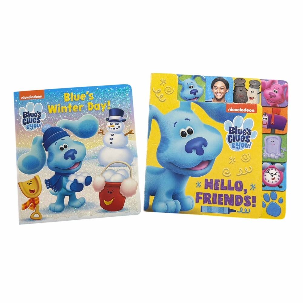 Lot of 2 Blue's Clues & You! Books Blue's Winter Day & Hello, Friends!